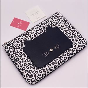 Kate Spade meow cat large zip pouch